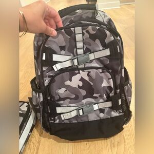 Pottery Barn Kids camo backpack and lunch bag